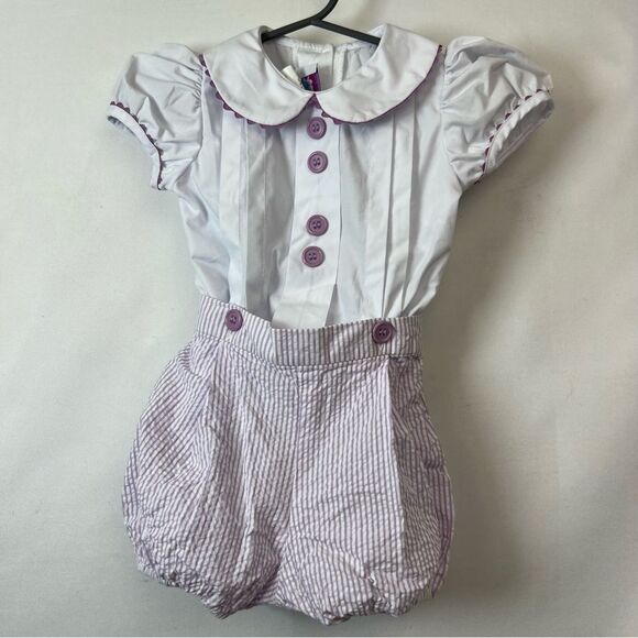 Posh Pickle Purple and White 2 piece searsucker Purple and white bubble set EUC. - Picture 2 of 9